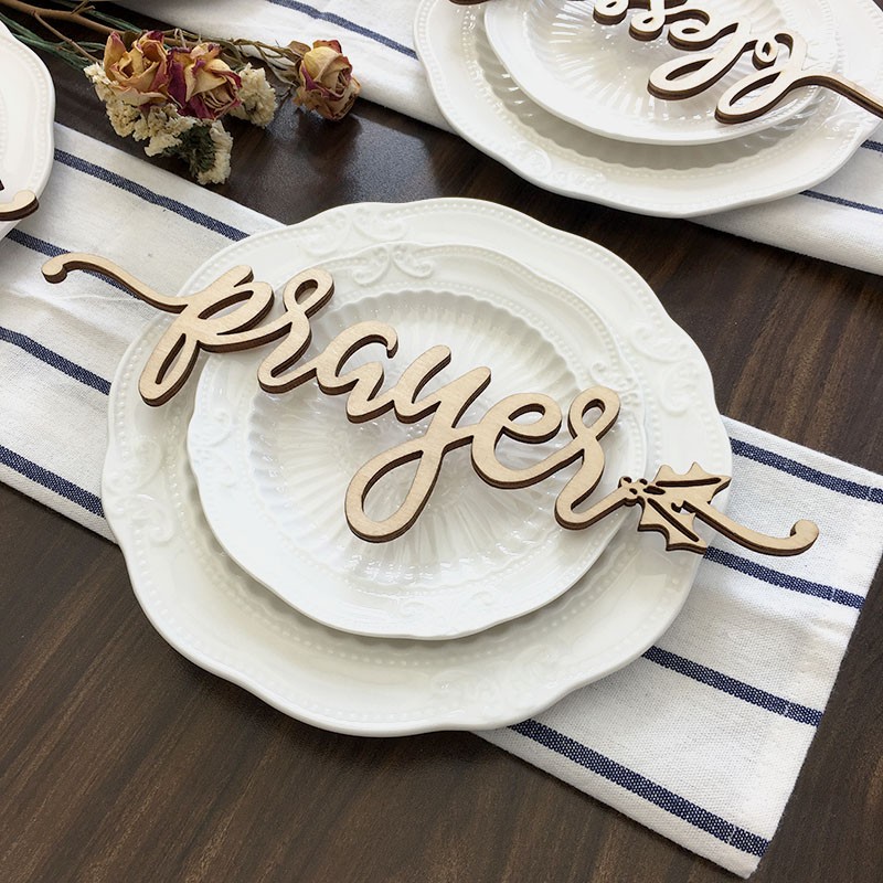 Thanksgiving Place Cards For Dining Table Decor Prayer Words Sign