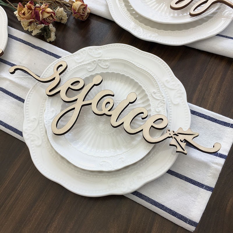 Thanksgiving Place Cards For Dining Table Decor Rejoice Words Sign