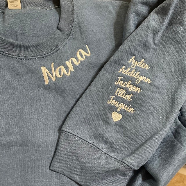 Custom Embroidered Nana Sweatshirt Hoodie with Kids Names For Mother's Day Gift Ideas