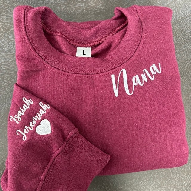 Custom Embroidered Nana Sweatshirt Hoodie with Kids Names For Mother's Day Gift Ideas