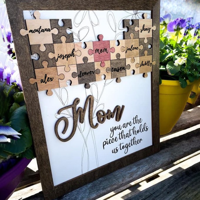 Personalised Mothers Day Gift Mum You Are The Piece That Holds Us Together Puzzles Pieces Name Sign Wall Decor