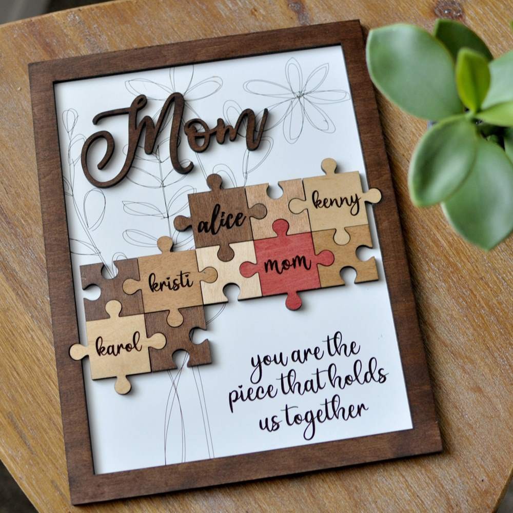 Personalised Mothers Day Gift Mom You Are The Piece That Holds Us Together Puzzles Pieces Name Sign Wall Decor