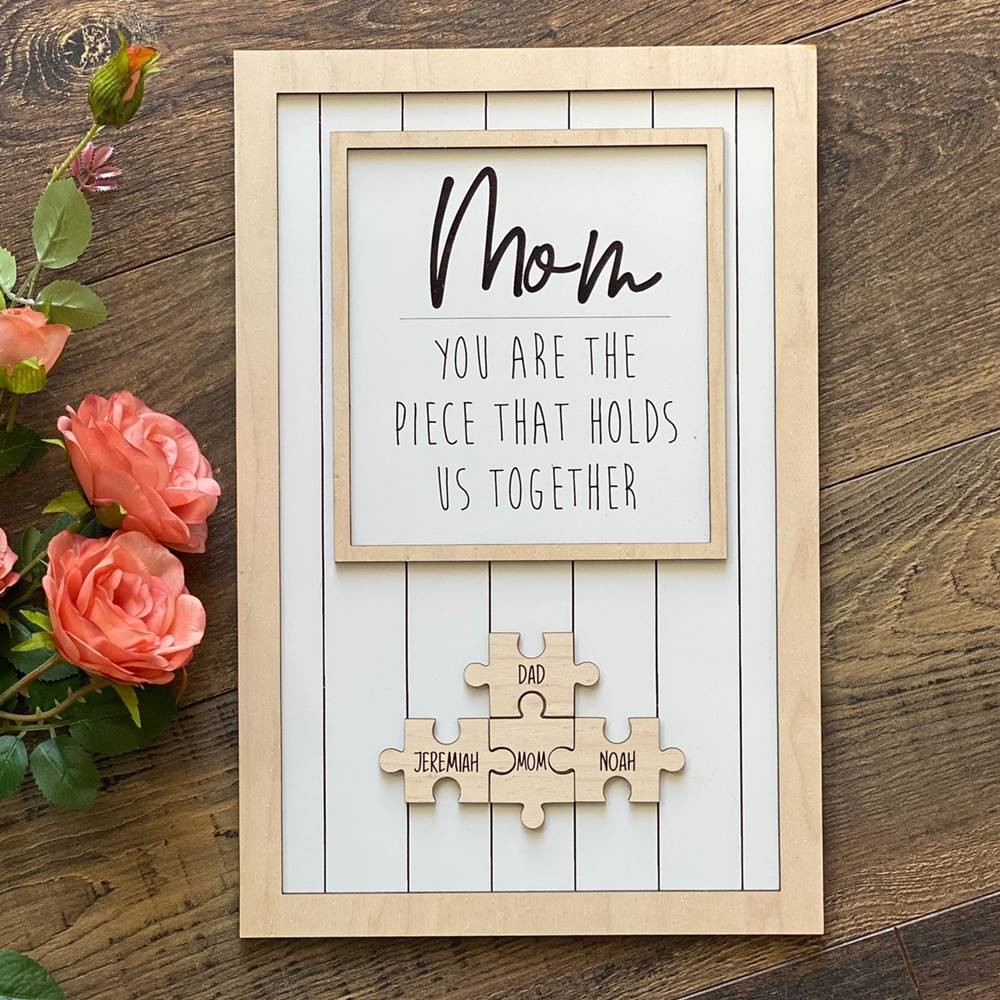 Personalised Mothers Day Gift Mom You Are The Piece That Holds Us Together Puzzles Pieces Name Sign Wall Decor