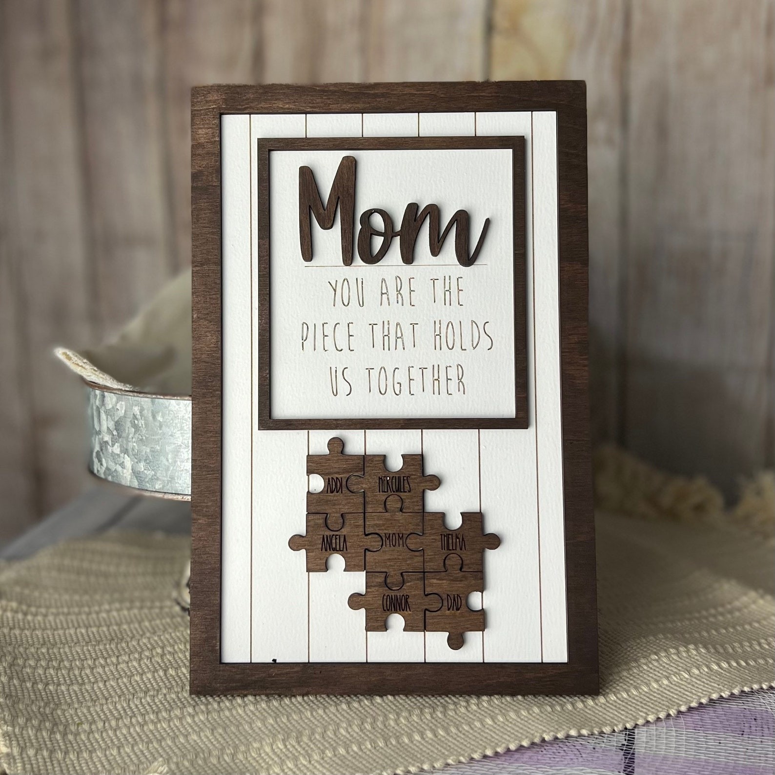 Personalised Mothers Day Gift Mum You Are The Piece That Holds Us Together Puzzles Pieces Name Sign Wall Decor