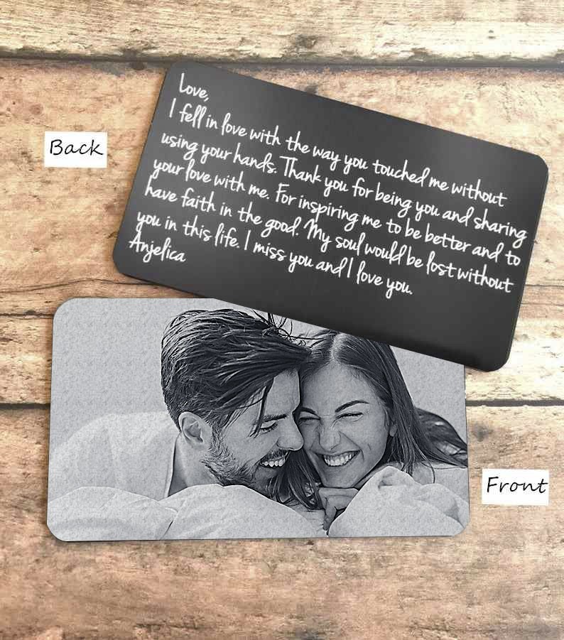 Personalised Message Wallet Card With Photo Love Note Anniversary Gift for Him Her