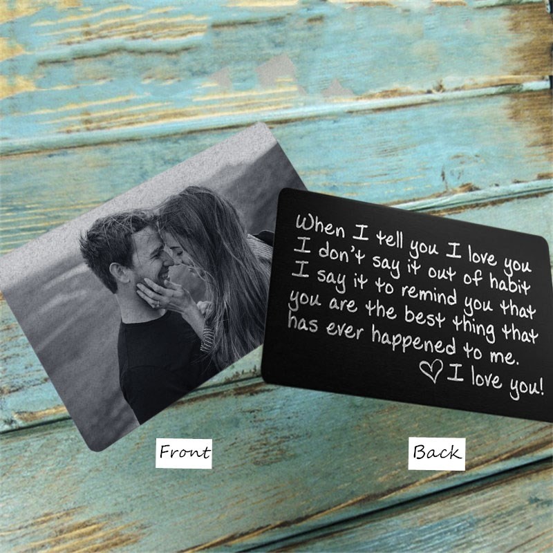 Personalised Message Wallet Card With Photo Love Note Anniversary Gift for Him Her