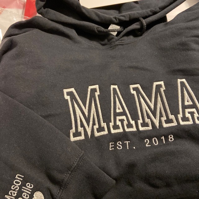 Custom Embroidered Mama Hoodie with Kids Names For Mother's Day Gift Ideas