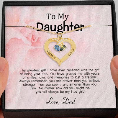 Personalized To My Daughter Heart Necklace From Dad For Little Girl