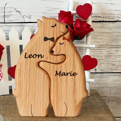 Custom Couple Bear Puzzle Anniversary Wedding Family Keepsake Gift For Valentine's Day