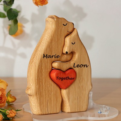 Custom Couple Bear Puzzle Anniversary Wedding Family Keepsake Gift For Valentine's Day