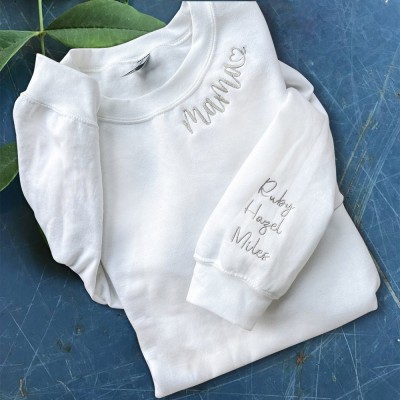 Custom Embroidered Mama Sweatshirt Hoodie with Kids Names For Mother's Day Gift Ideas