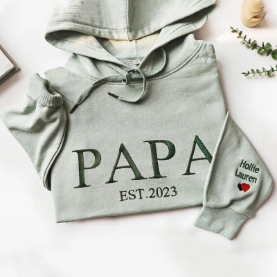 Custom Embroidered Dad Sweatshirt Hoodie with Kids Names For Father's Day Gift Ideas