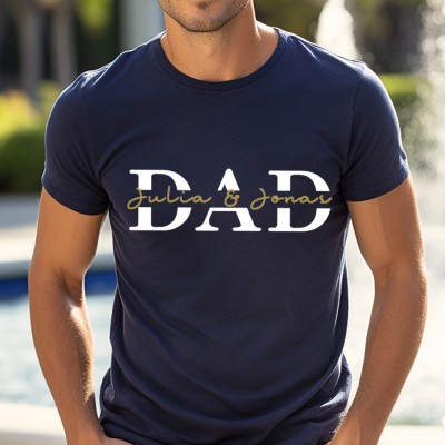 Personalised DAD T-shirt Sweatshirt Hoodie with Custom Names For Dad Grandad Father's Day Gift Ideas