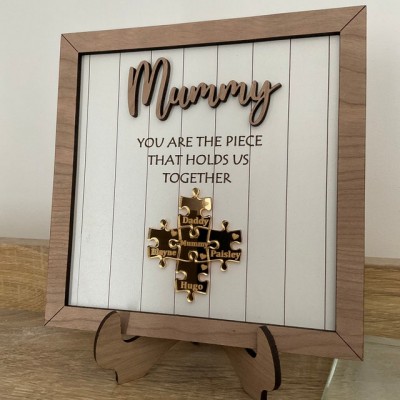 Mum Puzzle Sign Personalised Mother's Day Wood Sign Gift Ideas Piece That Holds Us Together