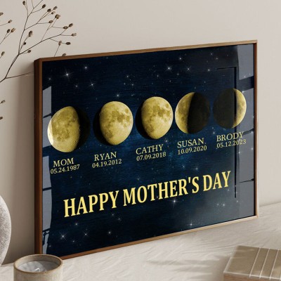 Custom Moon Phase Wooden Sign Warm Wall Art Home Decor Gift For Mother's Day