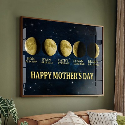 Custom Moon Phase Wooden Sign Warm Wall Art Home Decor Gift For Mother's Day