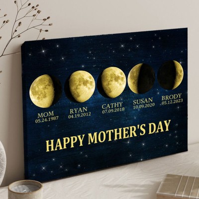 Custom Moon Phase Wooden Sign Warm Wall Art Home Decor Gift For Mother's Day