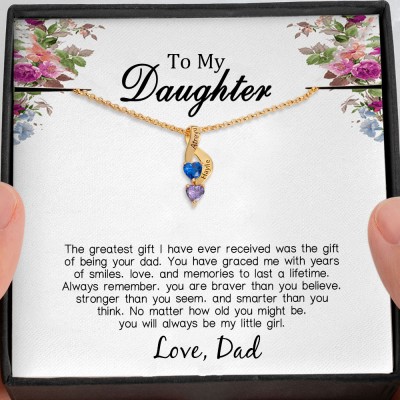 Personalized To My Daughter Birthstone Necklace From Dad For Little Girl