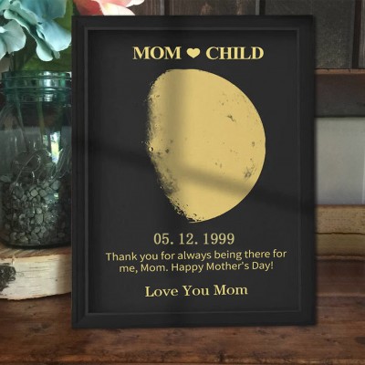 Custom Moon Phase Photo Wood Sign Warm Gift For Mother's Day