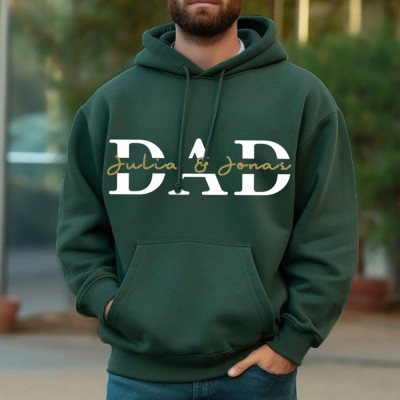 Customized DAD Hoodie Sweatshirt Hoodie with Kid's Names For Dad Grandad Father's Day Gift Ideas