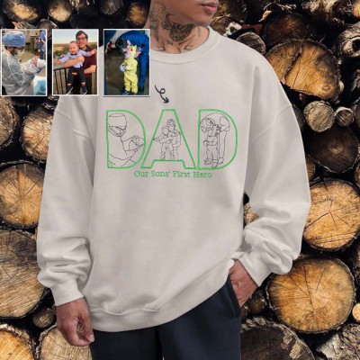 Personalised Embroidered Shirt with Image Outline For Dad Father's Day Gift