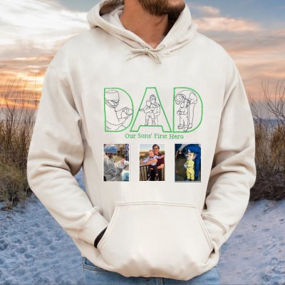 Custom Photo Outline Embroidered Shirt For Father's Day Gift Ideas