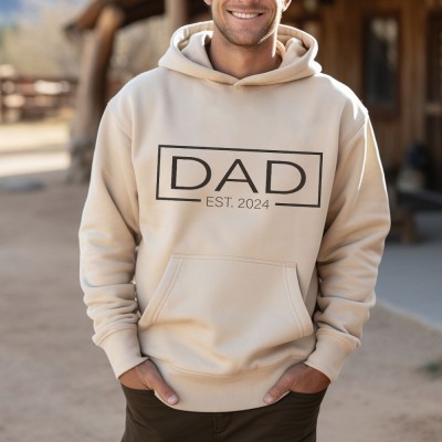 Personalised DAD Hoodie Sweatshirt with Est Date For Father's Day Gift Ideas