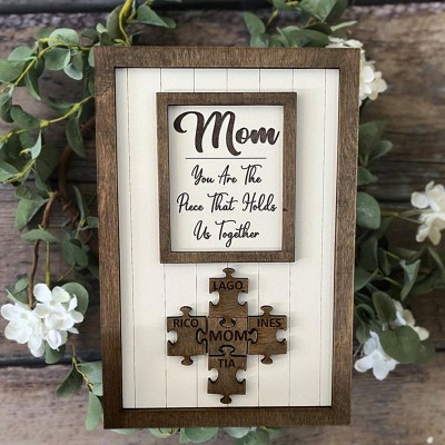 Personalized Mom Puzzles Sign With Kids Name You Are The Piece That Holds Us Together Home Wall Decor For Mother's Day