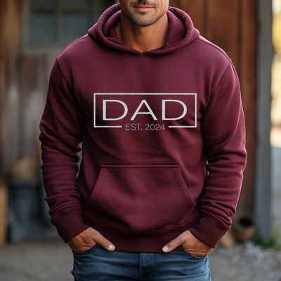 Personalised DAD Hoodie Sweatshirt Shirt with Est Date For Dad Father's Day Gift Ideas