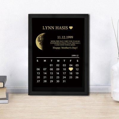 Custom Moon Phase Photo Wood Sign Warm Gift For Mother's Day