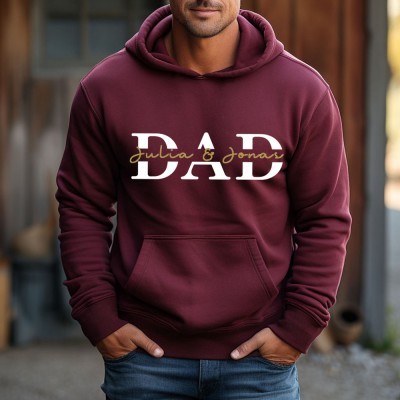 Customized DAD Hoodie Sweatshirt with Kid's Names For Grandad POP Father's Day Gifts