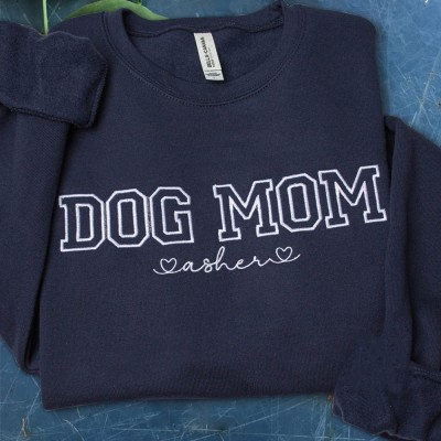 Custom Embroidered Dog Mama Sweatshirt Hoodie with Names For Mother's Day Pet Lover Gift Ideas