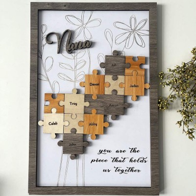 Personalized Nana You Are The Piece That Holds Us Together With Grandkids Name Mom Puzzle Sign