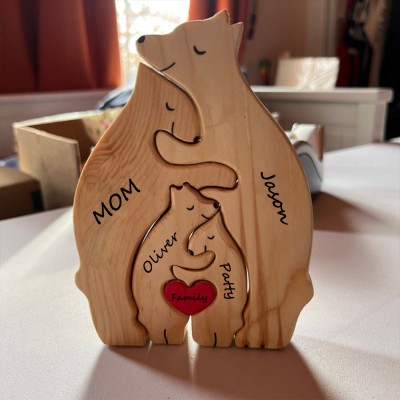 Custom Wood Bear Family Puzzle Keepsake Home Decor For Mother's Day Gift