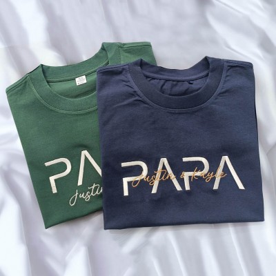 Custom Embroidered Papa Sweatshirt Hoodie with Kids Names For Father's Day Gift Ideas