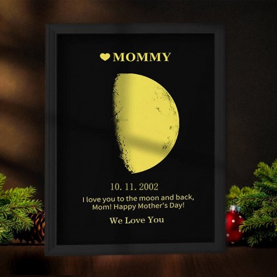 Custom Moon Phase Photo Wood Sign Warm Gift For Mother's Day