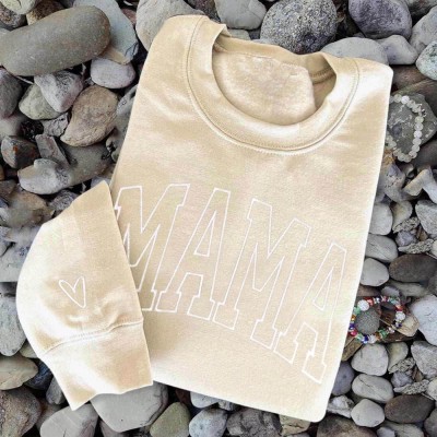 Custom Mama Embroidered Sweatshirt Hoodie with Kids Names For Mother's Day Gift Ideas