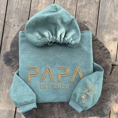 Custom Embroidered Papa Sweatshirt Hoodie with Kids Names For Father's Day Gift Ideas