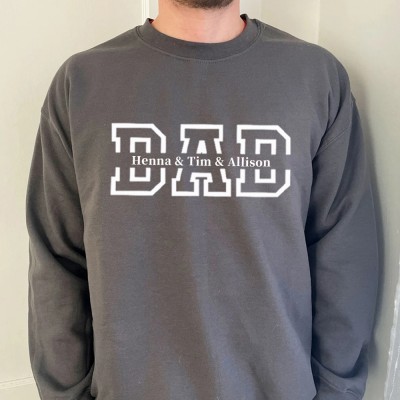 Custom Dad Sweatshirt Hoodie with Kids Names For Father's Day Gift Ideas