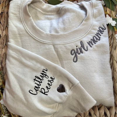 Custom Mama Embroidered Sweatshirt Hoodie with Kids Names For Mother's Day Gift Ideas