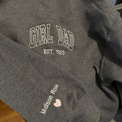 Custom Embroidered Dad Sweatshirt Hoodie with Kids Names For Father's Day Gift Ideas