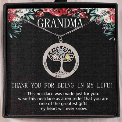 To My Grandma Personalized Family Tree Necklaces With Names For Mother's Day Gift Ideas