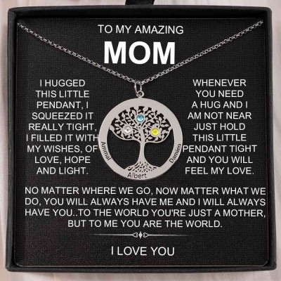 To My Mom Personalized Family Tree Necklaces With Names For Mother's Day Gift Ideas