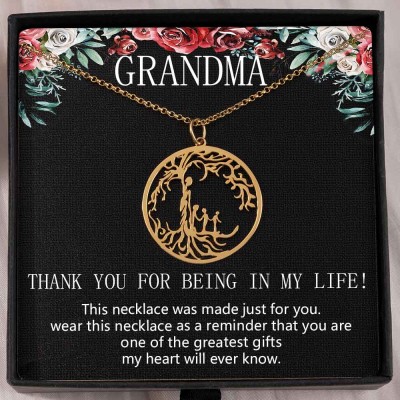 To My Grandma Personalized Family Tree Necklace For Mother's Day Gift Ideas