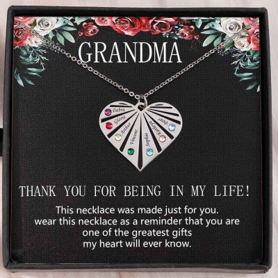 Personalized To My Grandma Birthstone Heart Pendant Necklace Gift Ideas For Mother's Day