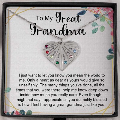 Personalized To My Grandma Birthstone Heart Pendant Necklace Gift Ideas For Mother's Day