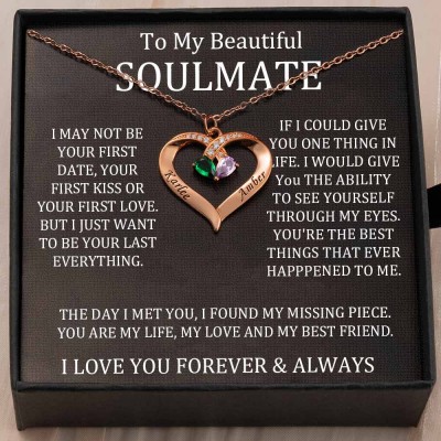 To My Soulmate Necklace Gift Ideas For Her Anniversary Birthday Valentine's Day