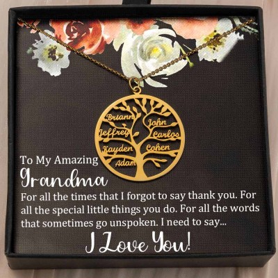 Personalized To My Grandma Family Tree Necklace From Grandkids Gift Ideas For Grandma Mother's Day