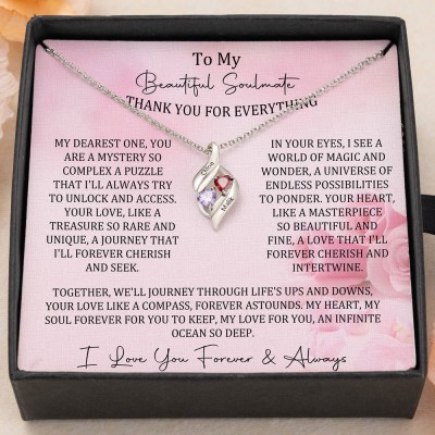 Custom To My Soulmate Birthstone Necklaces For Valentine's Day Couple Gift Ideas