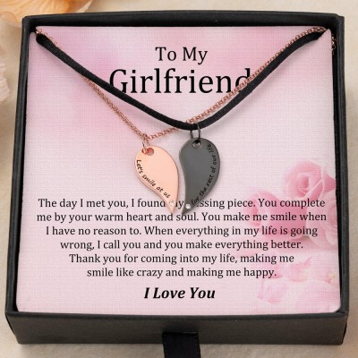 Custom To My Girlfriend Heart Necklace Valentine's Day Couple Gift Ideas